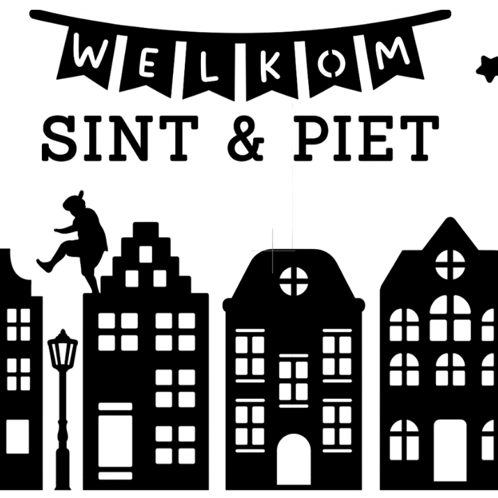 Herbruikbare raamsticker grachtenpand Sint