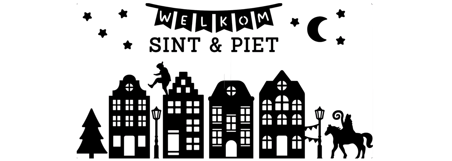 Herbruikbare raamsticker grachtenpand Sint