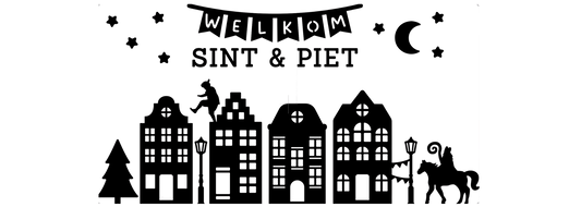 Herbruikbare raamsticker grachtenpand Sint
