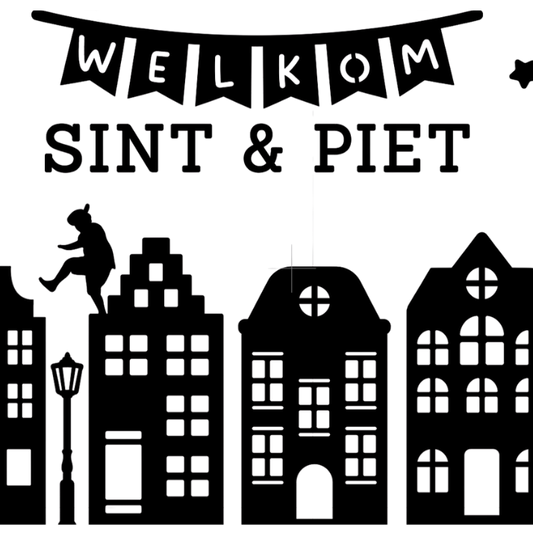 Herbruikbare raamsticker grachtenpand Sint